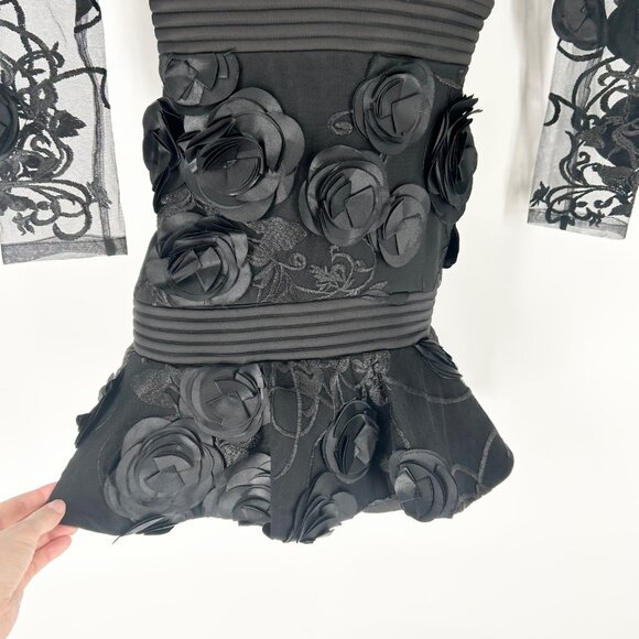 NWT Zhivago The Vendetta Black Floral Mini Dress Size 4 - Picture 7 of 11